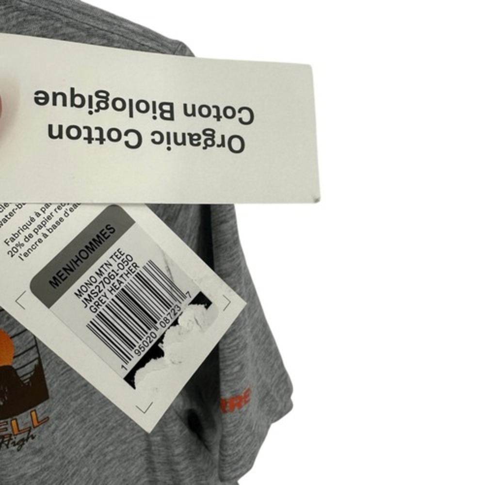 Merrell T-Shirt Men Medium Grey Heather Mono Mtn Tee Organic Cotton Mountain NWT - Picture 4 of 8
